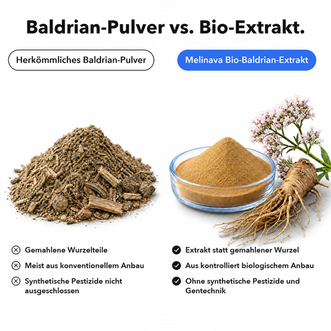 Bio Baldrian: Baldrian-Pulver vs. Bio-Extrakt