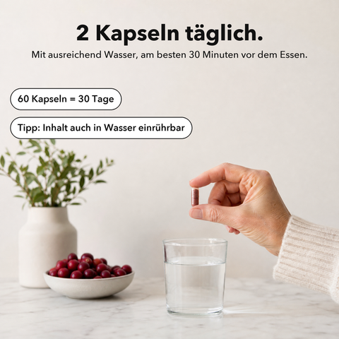 Bio Cranberry: 2 Kapseln täglich