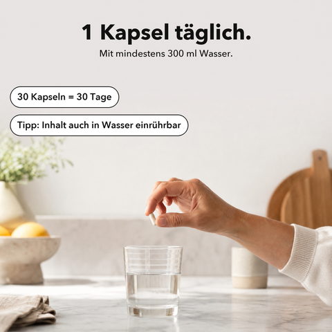 Liposomale Hyaluronsäure: 1 Kapsel täglich