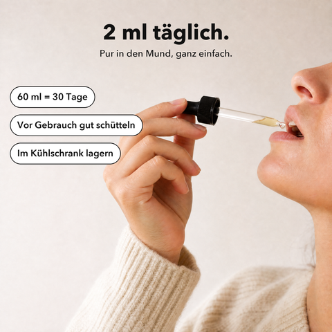 Liposomales Vitamin B12 (Tropfen): 2 ml täglich