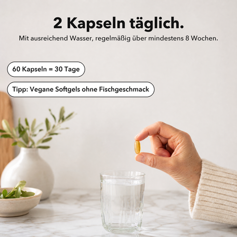 Omega 3 Vegan: 2 Kapseln täglich
