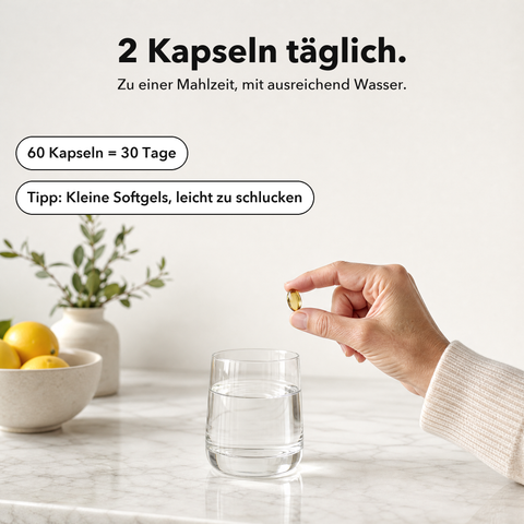 Omega 3: 2 Kapseln täglich